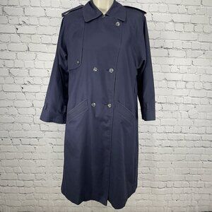 Cyclone Navy Blue Cotton Blend Lined Trench Pea Coat Pockets Collared Size 6
